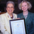 Marian Stanley Tucker receiving Alumnae Achievement In Music Award from Converse College President Betsy Fleming